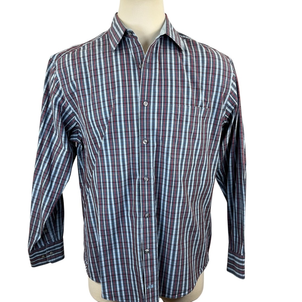Johnston & Murphy Tailored Fit Men's XL Plaid Long Sleeve Button Down Cotton - Picture 2 of 7